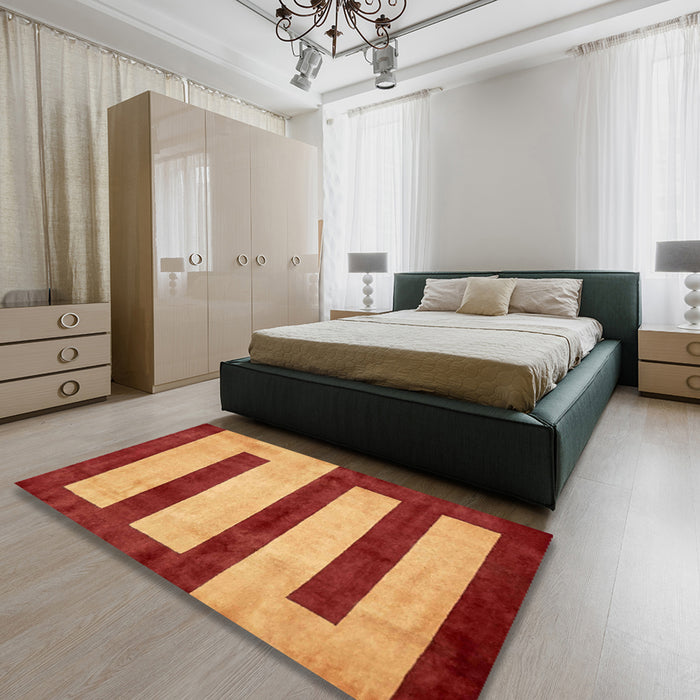 Machine Washable Abstract Red Rug in a Bedroom, wshabs5601
