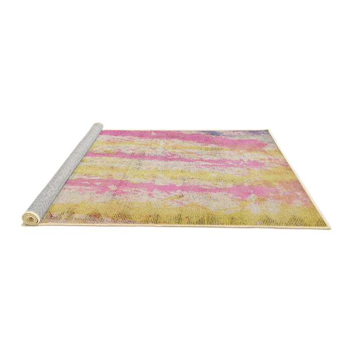 Sideview of Machine Washable Abstract Sun Yellow Rug, wshabs5602