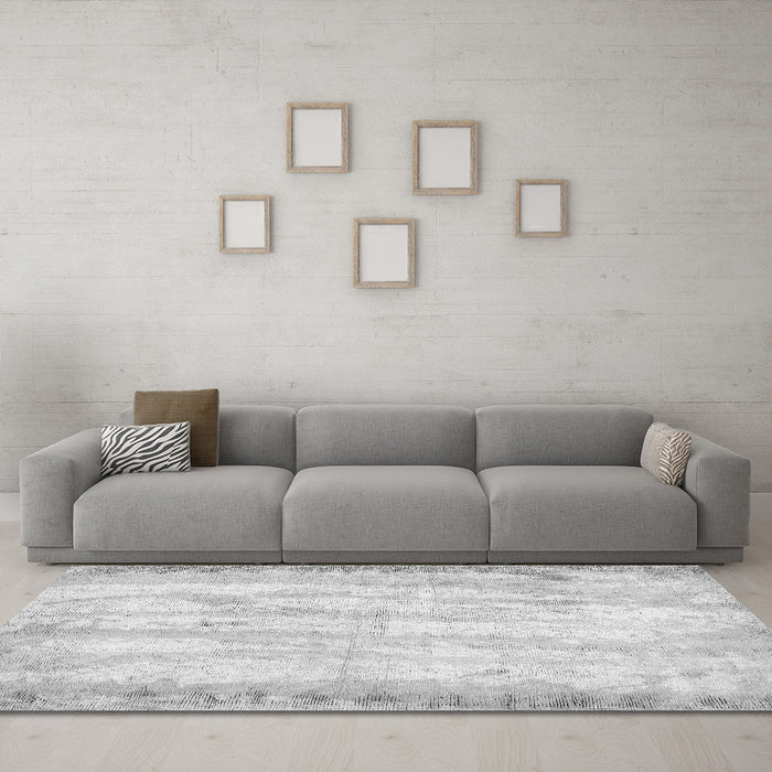 Machine Washable Abstract Gray Modern Rug in a Living Room,, wshabs5602gry