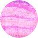 Round Machine Washable Abstract Pink Modern Rug, wshabs5602pnk