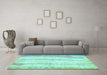 Machine Washable Abstract Turquoise Modern Area Rugs in a Living Room,, wshabs5602turq