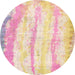 Round Machine Washable Abstract Sun Yellow Rug, wshabs5602