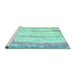 Sideview of Machine Washable Abstract Turquoise Modern Area Rugs, wshabs5602turq