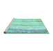 Sideview of Machine Washable Abstract Turquoise Modern Area Rugs, wshabs5602turq