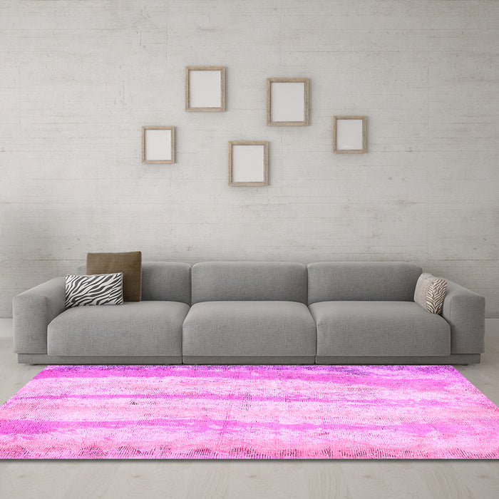 Machine Washable Abstract Pink Modern Rug in a Living Room, wshabs5602pnk