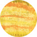 Round Abstract Yellow Modern Rug, abs5602yw