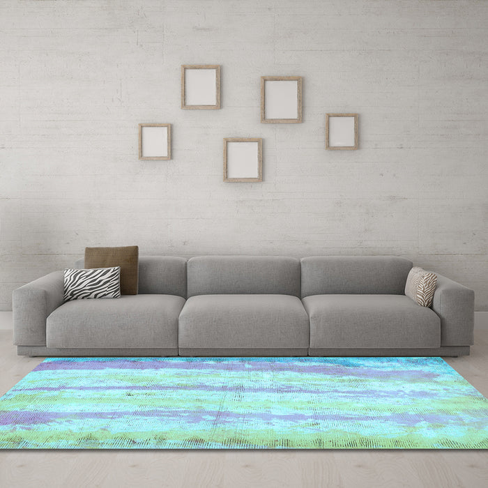 Machine Washable Abstract Light Blue Modern Rug in a Living Room, wshabs5602lblu