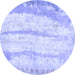 Round Abstract Blue Modern Rug, abs5602blu