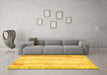 Machine Washable Abstract Yellow Modern Rug in a Living Room, wshabs5602yw