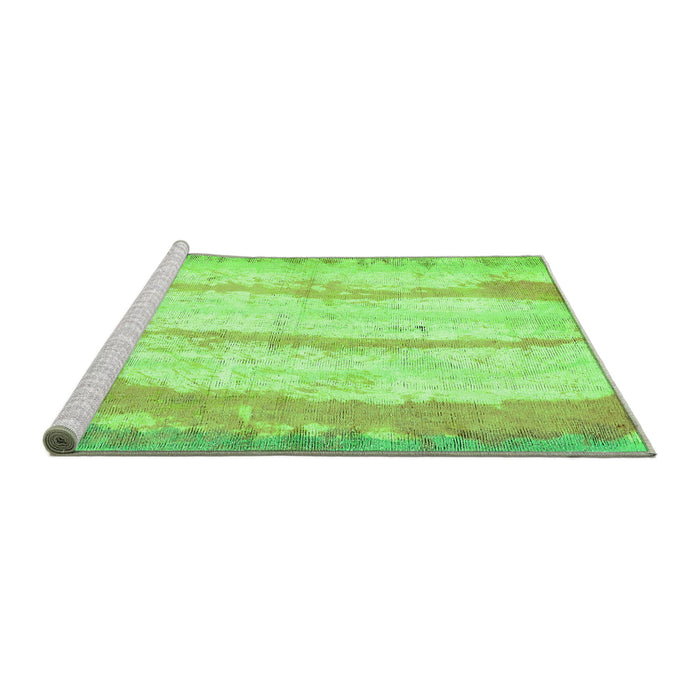 Sideview of Machine Washable Abstract Green Modern Area Rugs, wshabs5602grn