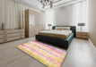 Machine Washable Abstract Sun Yellow Rug in a Bedroom, wshabs5602