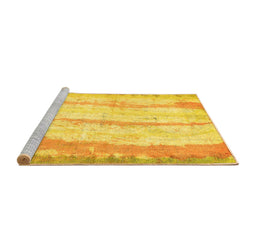 Sideview of Machine Washable Abstract Yellow Modern Rug, wshabs5602yw