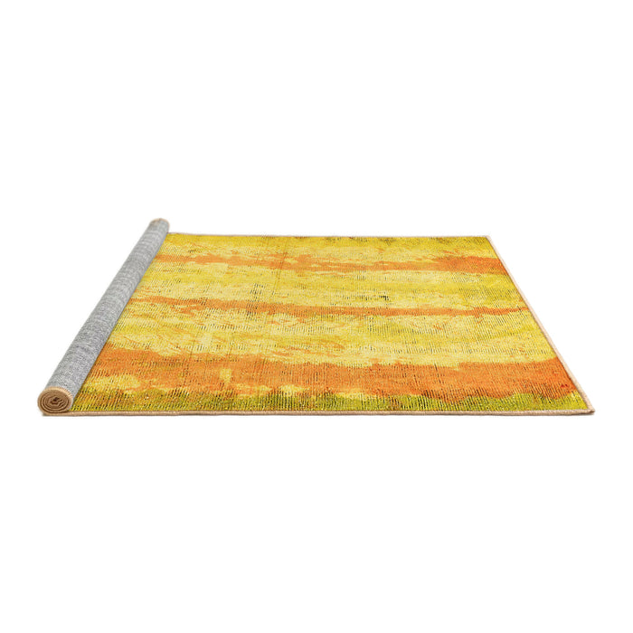 Sideview of Machine Washable Abstract Yellow Modern Rug, wshabs5602yw