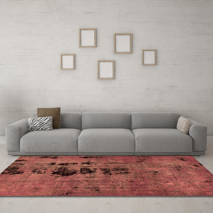 Machine Washable Oriental Orange Modern Area Rugs in a Living Room, wshabs5603org