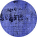 Round Oriental Blue Modern Rug, abs5603blu