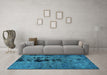 Machine Washable Oriental Turquoise Modern Area Rugs in a Living Room,, wshabs5603turq