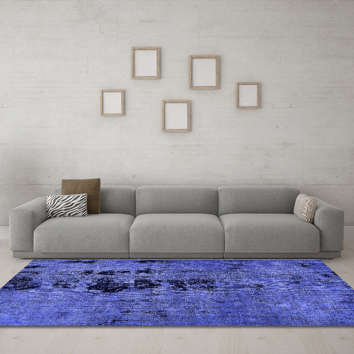 Machine Washable Oriental Blue Modern Rug in a Living Room, wshabs5603blu