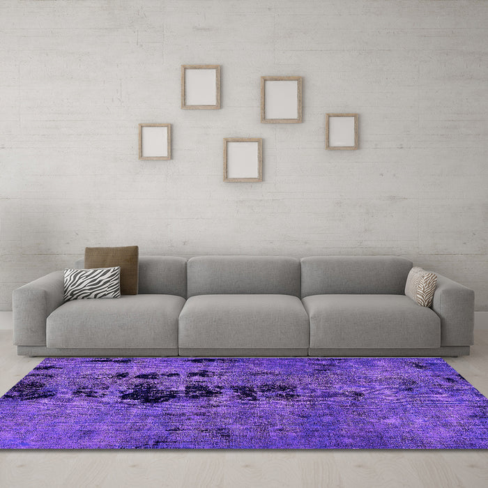 Machine Washable Oriental Purple Modern Area Rugs in a Living Room, wshabs5603pur