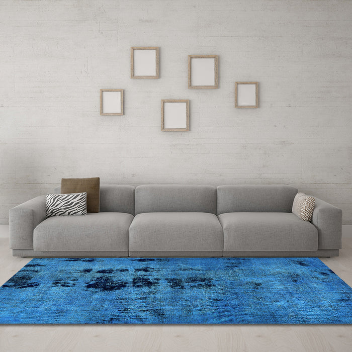 Machine Washable Oriental Light Blue Modern Rug in a Living Room, wshabs5603lblu