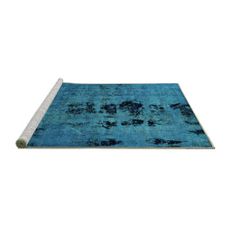 Sideview of Machine Washable Oriental Turquoise Modern Area Rugs, wshabs5603turq