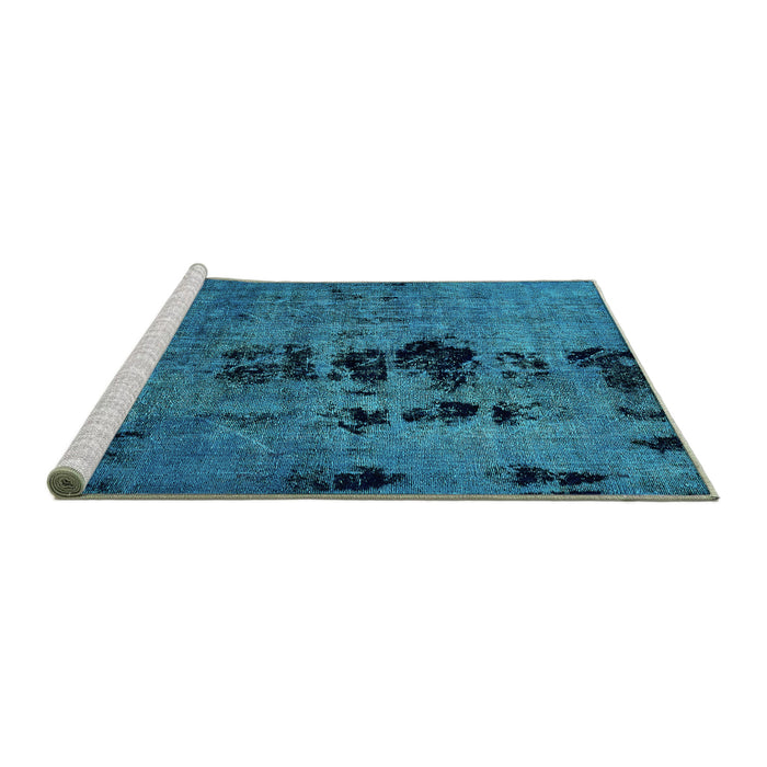 Sideview of Machine Washable Oriental Turquoise Modern Area Rugs, wshabs5603turq