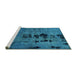 Sideview of Machine Washable Oriental Turquoise Modern Area Rugs, wshabs5603turq