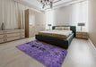 Abstract Purple Mimosa Purple Oriental Rug in a Bedroom, abs5603