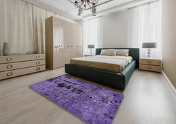 Abstract Purple Mimosa Purple Oriental Rug in a Bedroom, abs5603
