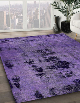Machine Washable Abstract Purple Mimosa Purple Rug in a Family Room, wshabs5603