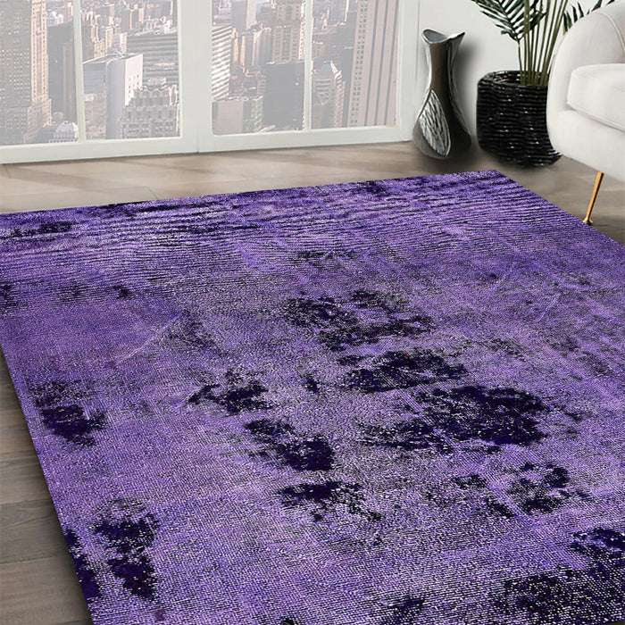 Machine Washable Abstract Purple Mimosa Purple Rug in a Family Room, wshabs5603