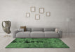 Machine Washable Oriental Green Modern Area Rugs in a Living Room,, wshabs5603grn