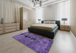 Machine Washable Abstract Purple Mimosa Purple Rug in a Bedroom, wshabs5603