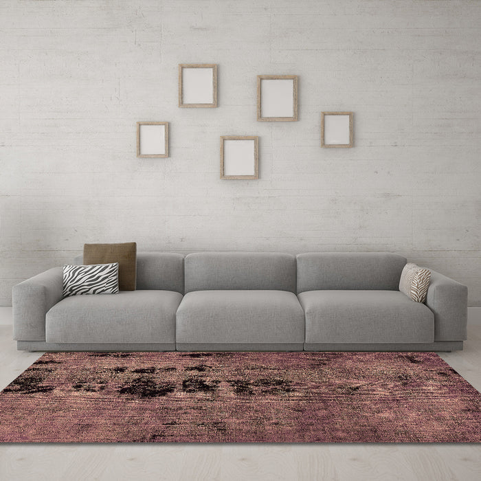 Machine Washable Oriental Brown Modern Rug in a Living Room,, wshabs5603brn