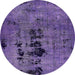 Round Abstract Purple Mimosa Purple Oriental Rug, abs5603