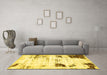 Machine Washable Oriental Yellow Modern Rug in a Living Room, wshabs5604yw