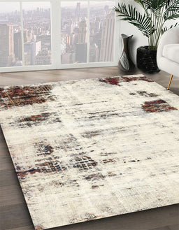 Abstract Blanched Almond Beige Oriental Rug in Family Room, abs5604