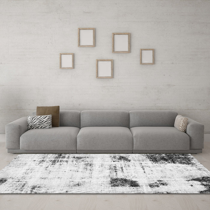 Machine Washable Oriental Gray Modern Rug in a Living Room,, wshabs5604gry