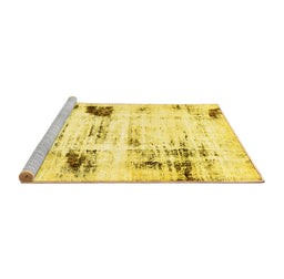 Sideview of Machine Washable Oriental Yellow Modern Rug, wshabs5604yw