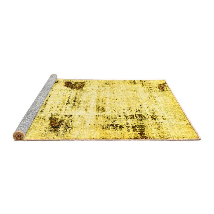 Sideview of Machine Washable Oriental Yellow Modern Rug, wshabs5604yw