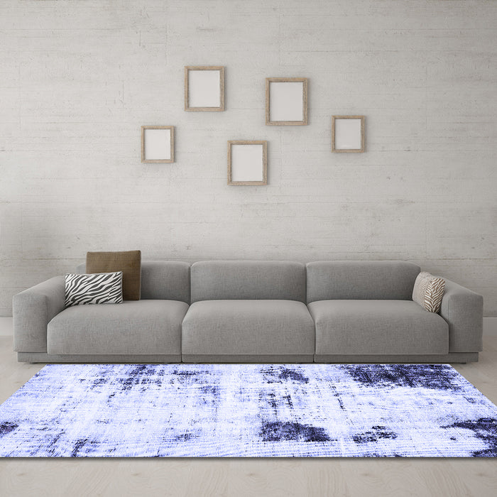 Machine Washable Oriental Blue Modern Rug in a Living Room, wshabs5604blu