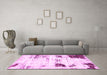 Machine Washable Oriental Pink Modern Rug in a Living Room, wshabs5604pnk