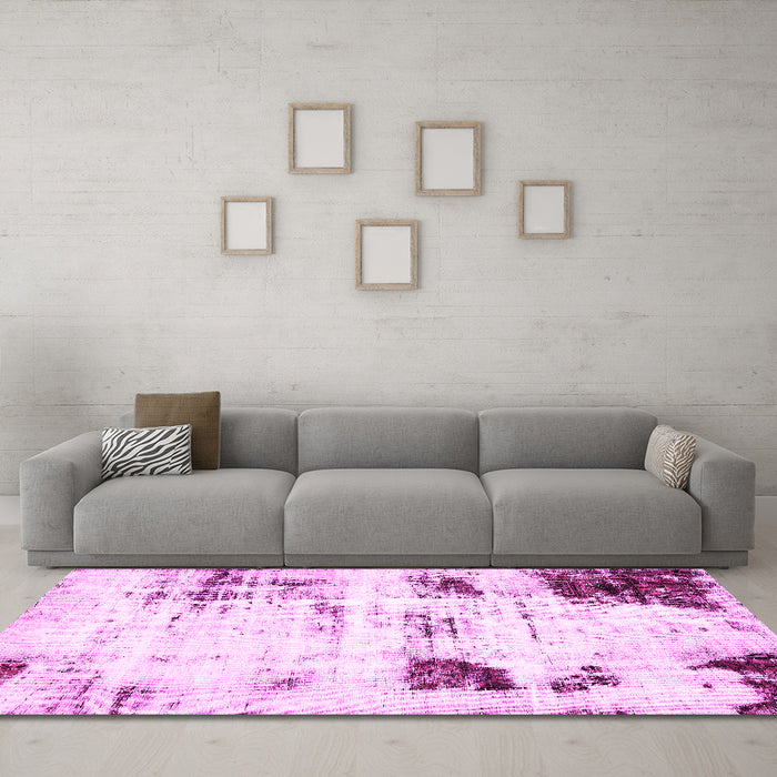 Machine Washable Oriental Pink Modern Rug in a Living Room, wshabs5604pnk