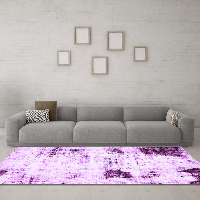 Machine Washable Oriental Purple Modern Area Rugs in a Living Room, wshabs5604pur