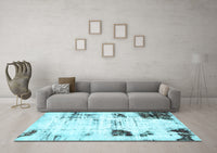 Machine Washable Oriental Light Blue Modern Rug, wshabs5604lblu