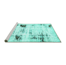 Sideview of Machine Washable Oriental Turquoise Modern Area Rugs, wshabs5604turq