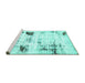 Sideview of Machine Washable Oriental Turquoise Modern Area Rugs, wshabs5604turq