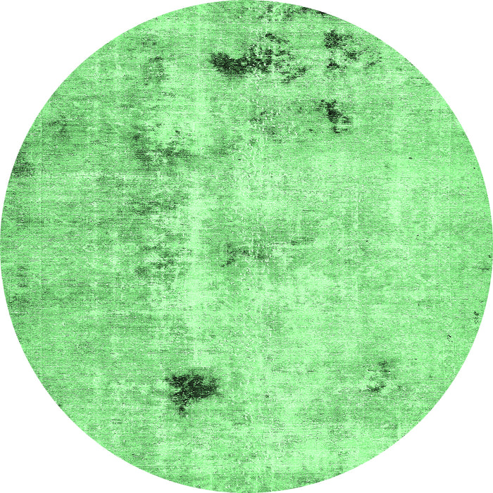 Round Machine Washable Solid Emerald Green Modern Area Rugs, wshabs5605emgrn
