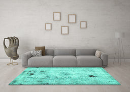 Machine Washable Solid Turquoise Modern Area Rugs in a Living Room,, wshabs5605turq