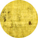 Round Solid Yellow Modern Rug, abs5605yw