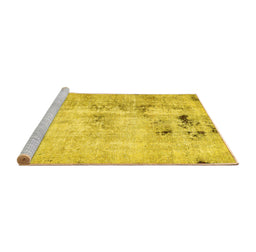 Sideview of Machine Washable Solid Yellow Modern Rug, wshabs5605yw
